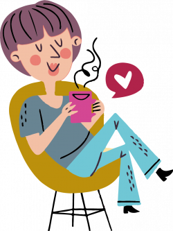 Ilustración mujer tomando café