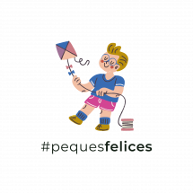 Ilustración niña cometa con hashtag