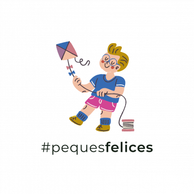 Ilustración niña cometa con hashtag